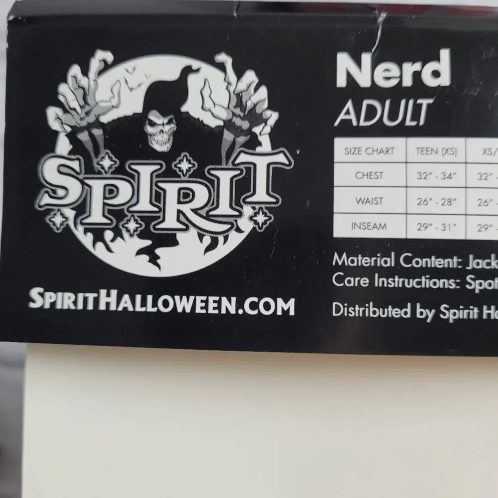 Spirit Halloween Med Nerd Costume Plaid Jacket Pocket Protector Bow Tie Glasses - Picture 10 of 11